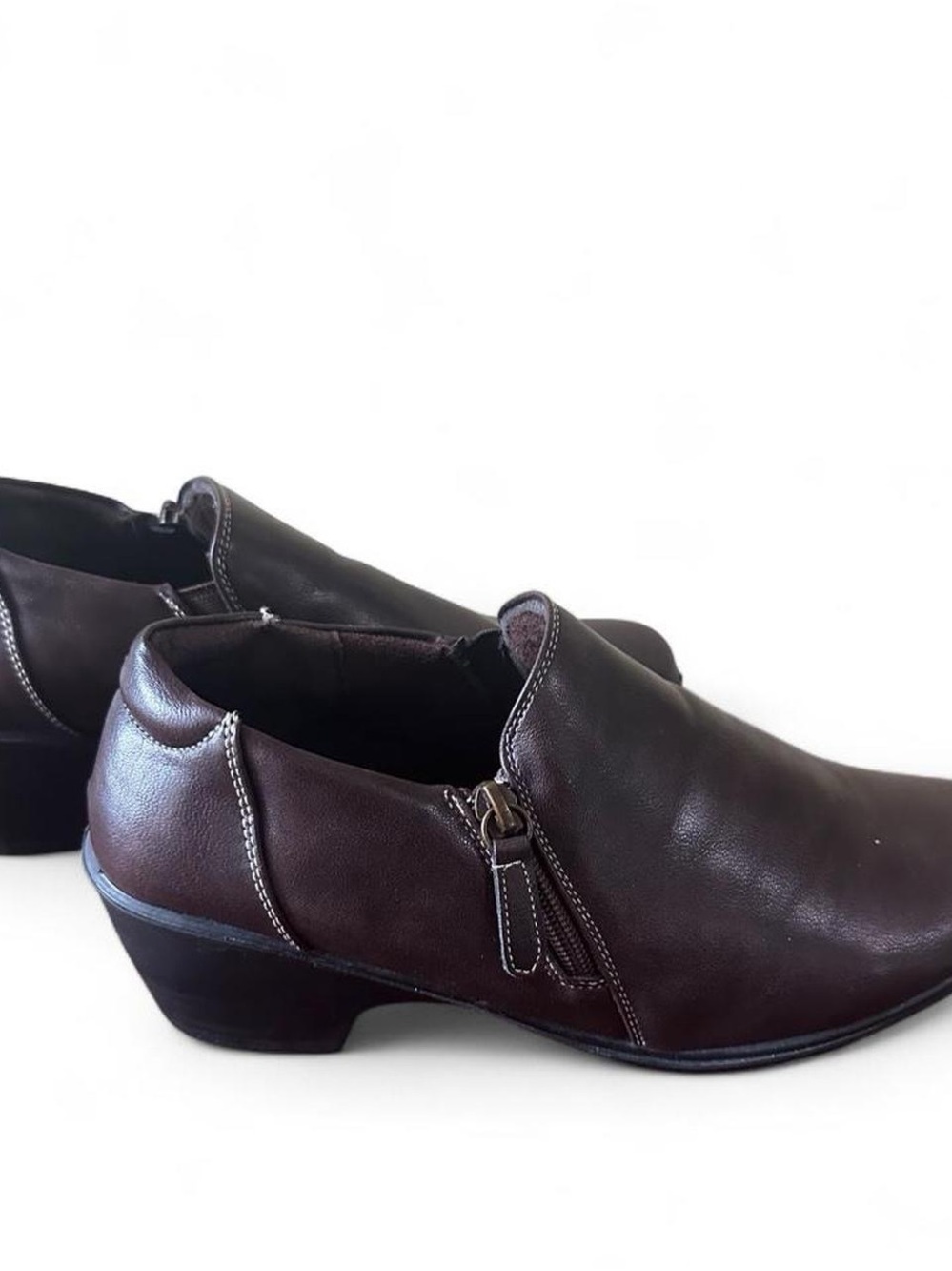Marbella Women’s Brown Leather Side-Zip Heeled Ankle Boots
